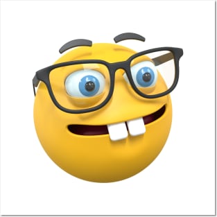 nerd face emoji Posters and Art